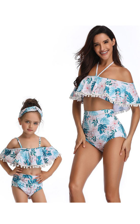 F4731 Girls Swimsuit Two Pieces Bikini Set Ruffle Swimwear